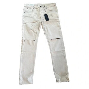 NWT Man x One Teaspoon Mr. Blues Light Stone Cut Off Button Fly Jeans Size 32L